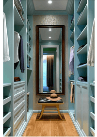 Параллельная гардеробная комната с большим зеркалом Казань